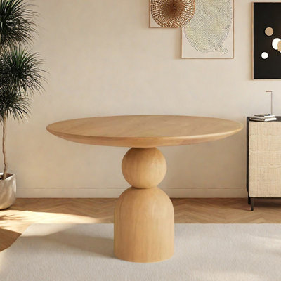 Table ronde moderne et minimaliste en bois de frêne durable