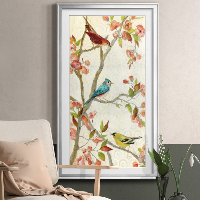 Chanson du printemps - peinture encadrée, Argent, H 14,5 po x l 26,5 po x P 1,5 po