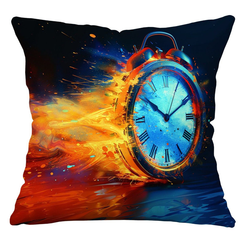 Cotton Blend Reversible Throw Pillow, 14"H x 14"W