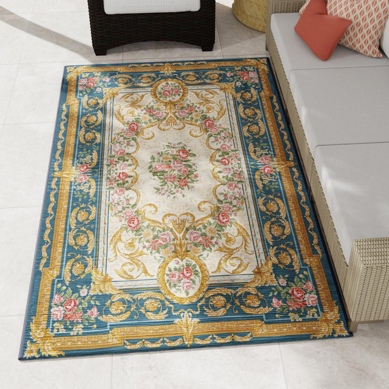 Tapis intérieur / extérieur traditionnel, Rectangle 10 pi x 14 pi 1 po