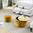 Round Storage Ottoman, 2 in 1 Function, Work as End table and Ottoman,with small seat,(25"x25"x14.7")-1325503824