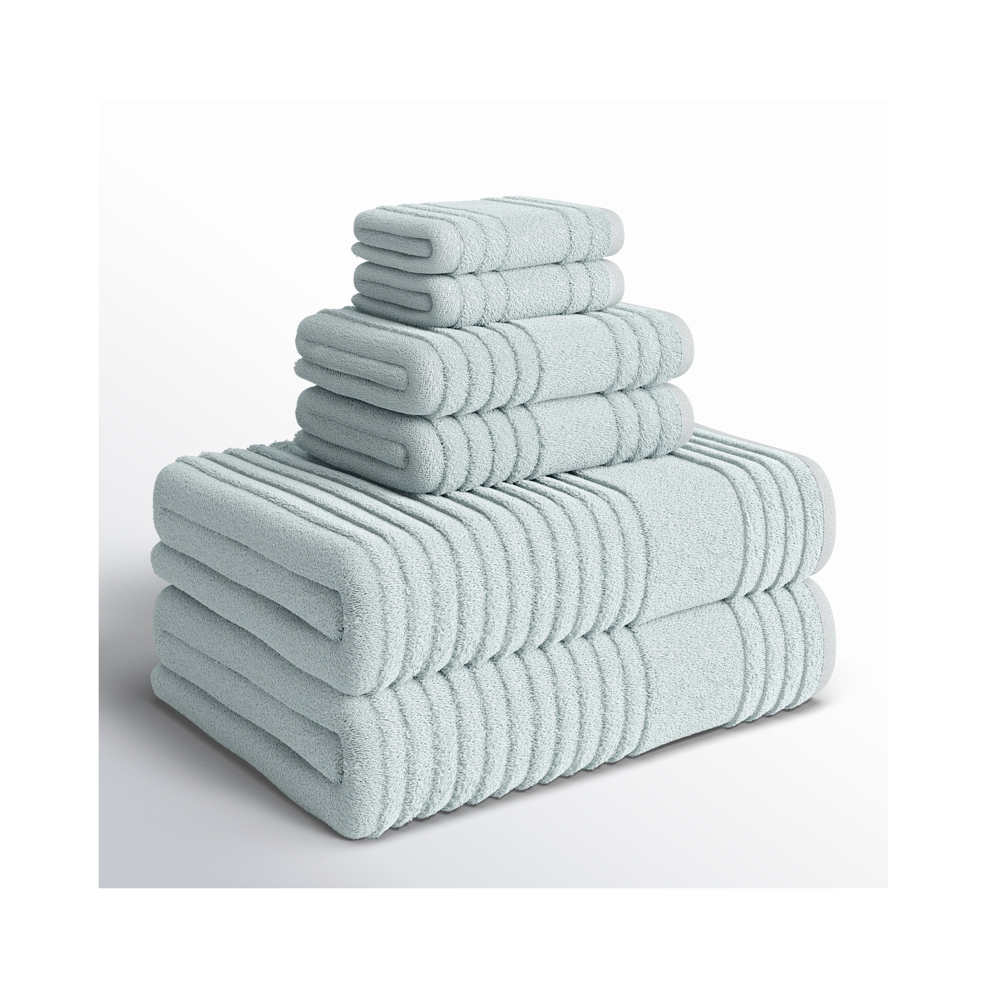 6 Piece Turkish Cotton Towel Set, Cielo