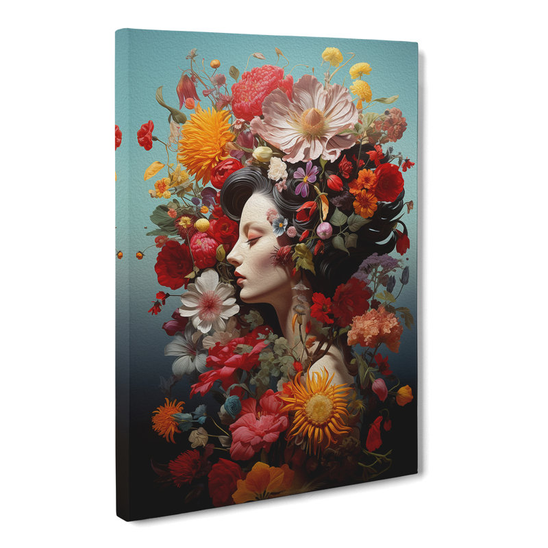 Floral Surrealism - Wrapped Canvas Print, 76cm H x 50cm W x 3cm D