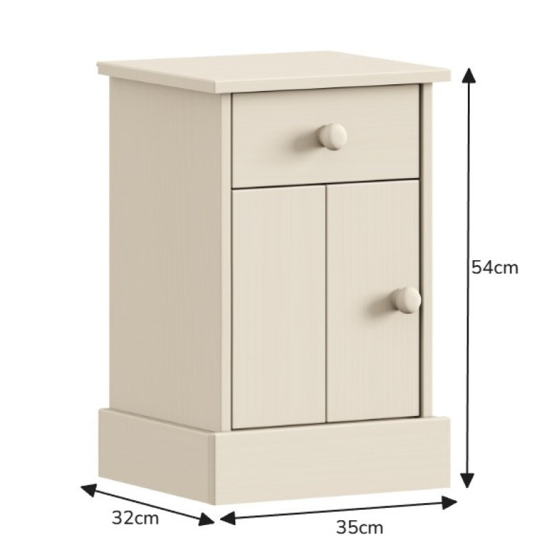 35cm W Solid Wood Bedside Table, White
