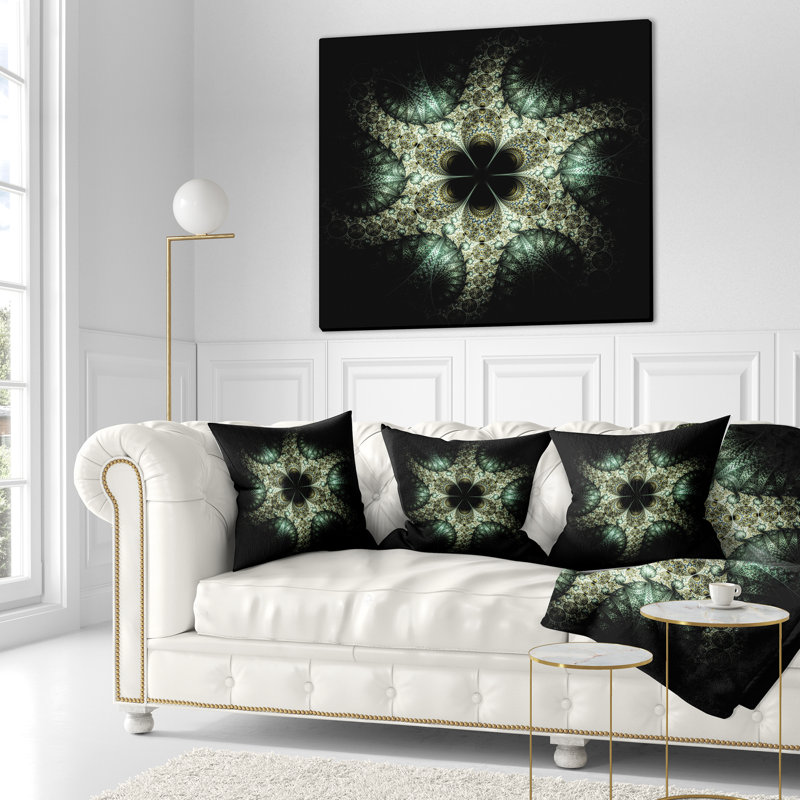  Coussin abstrait fleur fractale, 16 po x 1 po, Coussin décoratif