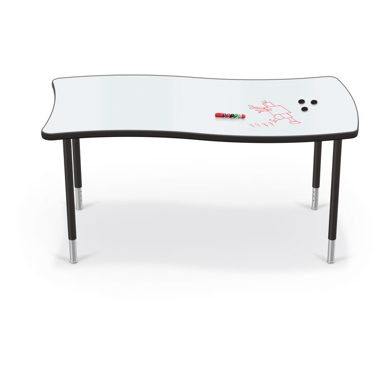 Hierarchy Creator Activity Table Porcelain Steel Whiteboard Wavy Rectangle Top, Black