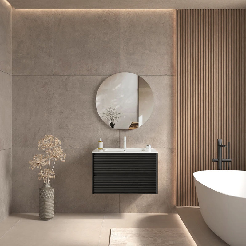 Meuble-lavabo mural moderne 30 po Mid-Century