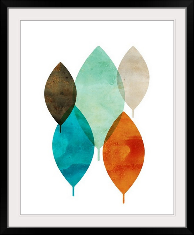 «Mod Leaves I», impression, H 38 po x l 32 po x P 1 po, Cadre noir