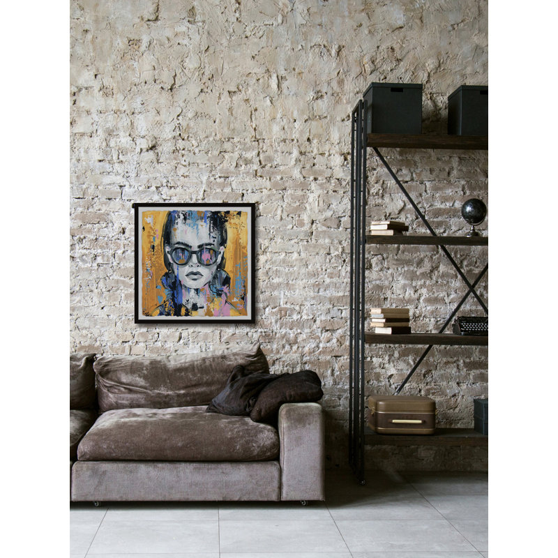 «Girl in Sunglass» par Marmont Hill - peinture encadrée, H 12 po x l 12 po x P 1,5 po