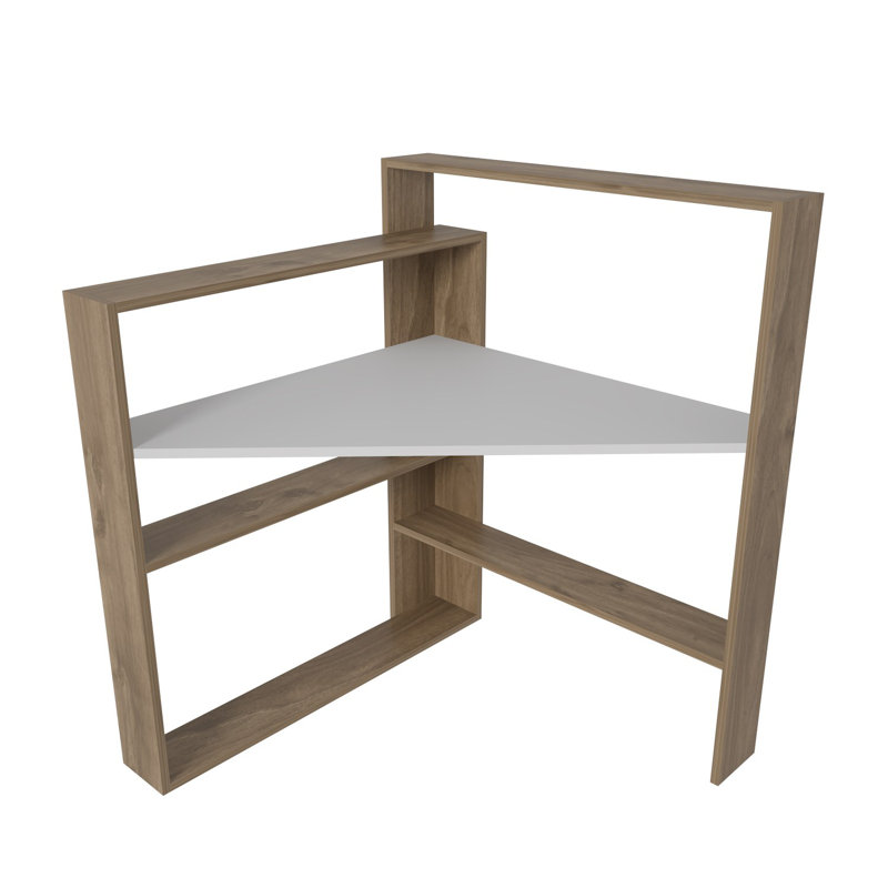 Modern Study Desk, Walnut & White Finish, 36.9 x 44.9 x 21.7 inches | 100% Melamine Coated Particle Board, Thickness: 0.71 inches | Stylish & Functional Design for Home Office, Durable & Elegant Workstation