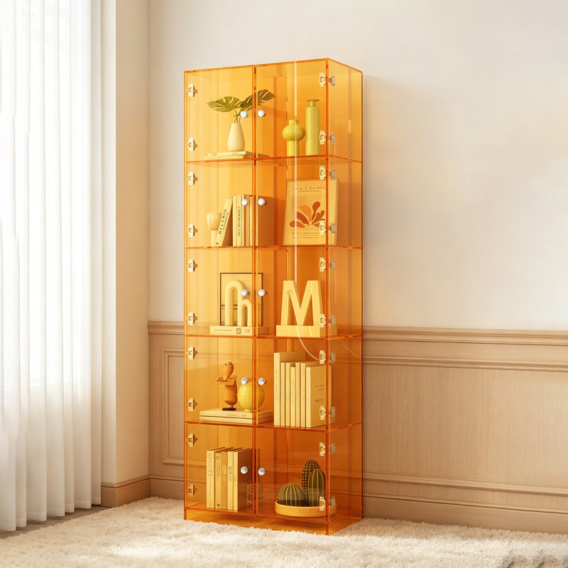 Bibliothèque moderne en acrylique, H 66,93 po x l 23,62 po x P 11,81 po, Orange