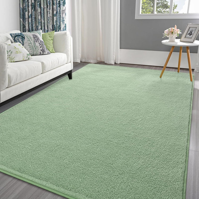 Solid Colour Shag Area Rug, Rectangle 122 x 183 cm, Sage Green