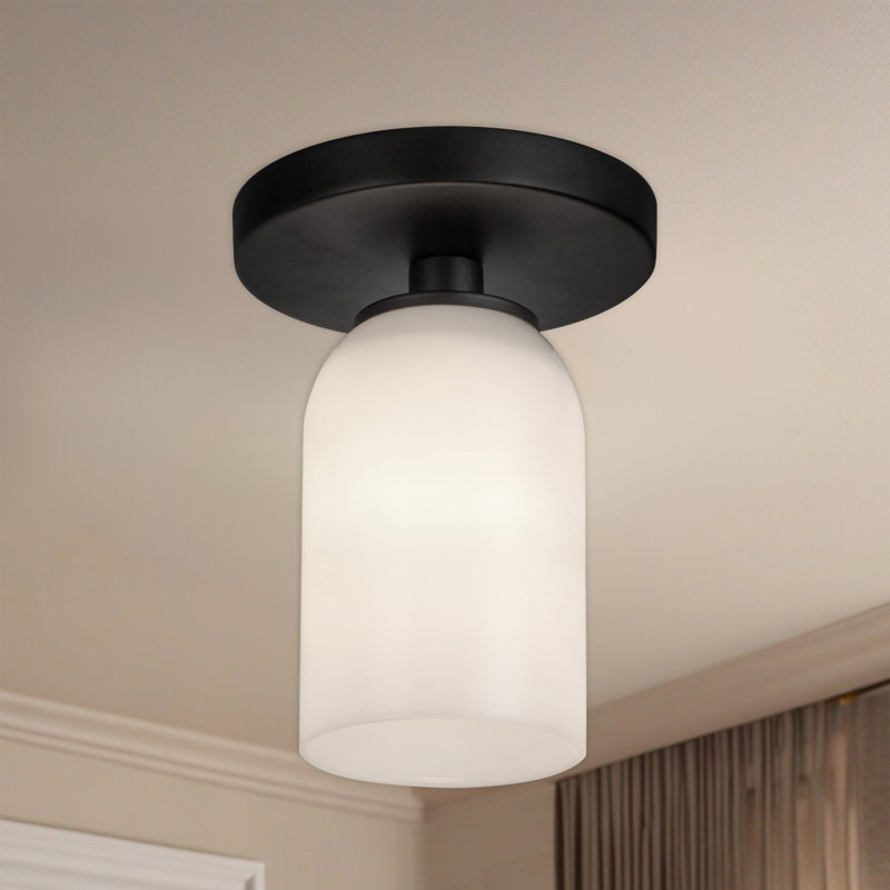 Nola 1 - Light Semi Flush Mount, Black, Glossy Opal