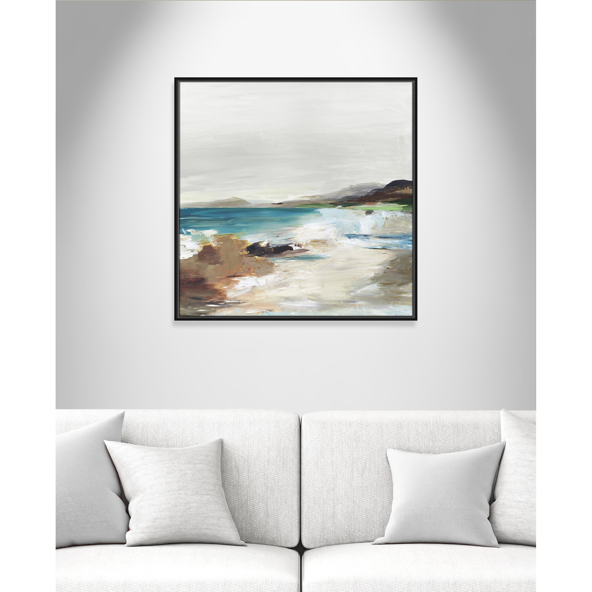 Calm Lake II by Allison Pearce - Floater Frame Print on Canvas, 31.5" H x 31.5" W, Black Framed