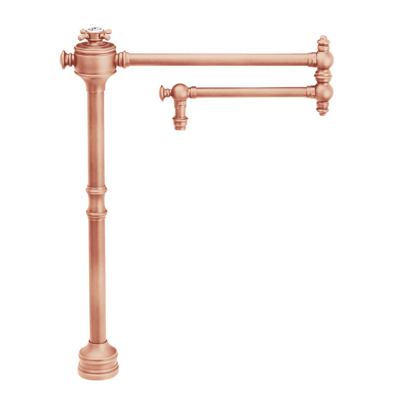 Traditional Counter Mounted Potfiller - Cross Handle, Polished Copper