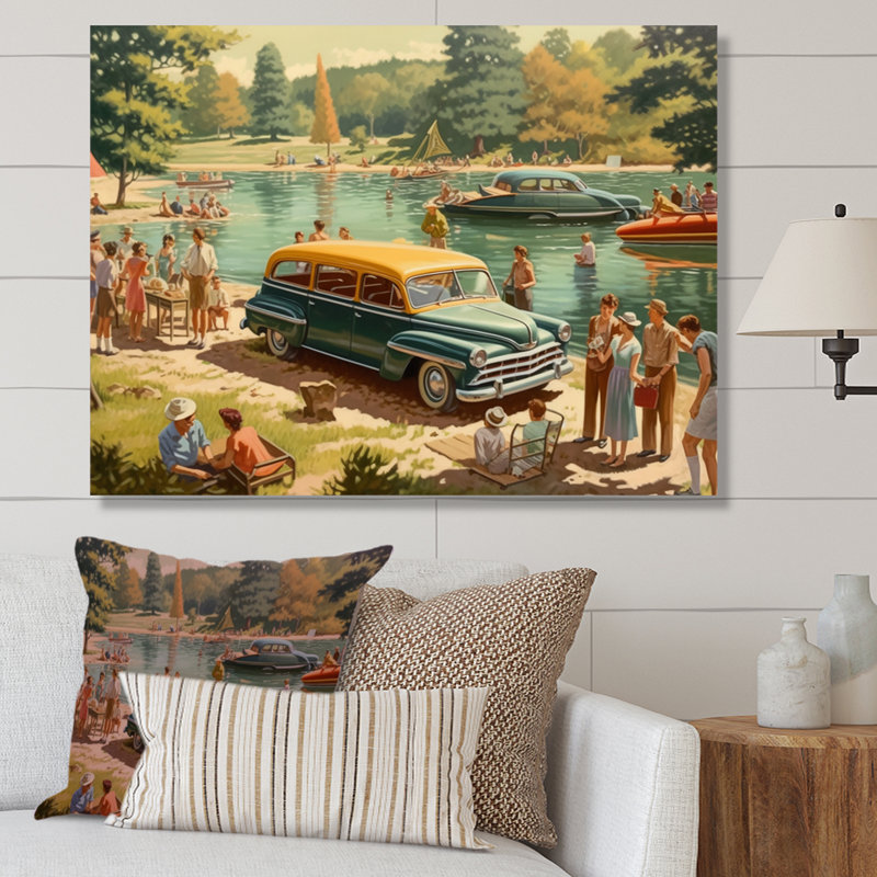 Ribaldo Flashback To Summer Holiday By The Lake IV sur toile, H 24 po x l 32 po x P 1 po, Toile tendue