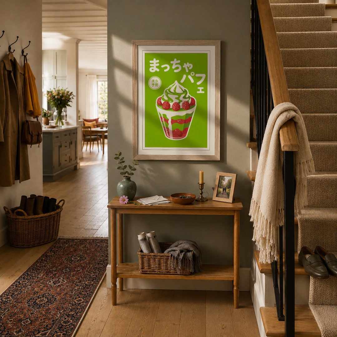 Matcha Parfait Poster Typography Framed Art Print
