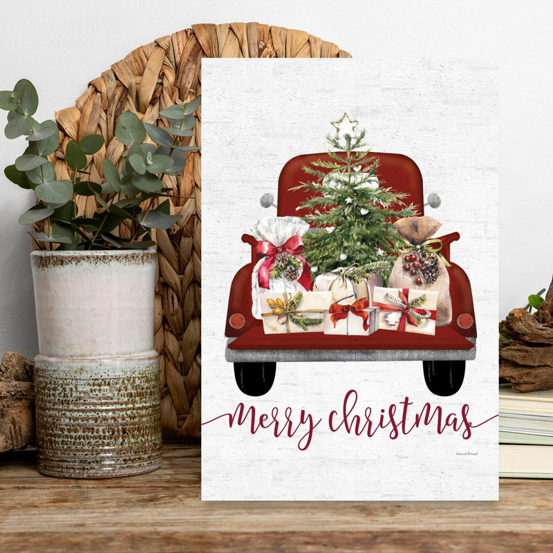 Merry Christmas Truck 1 Piece Wrapped Canvas Wall Art, 45.72cm H x 30.48cm W