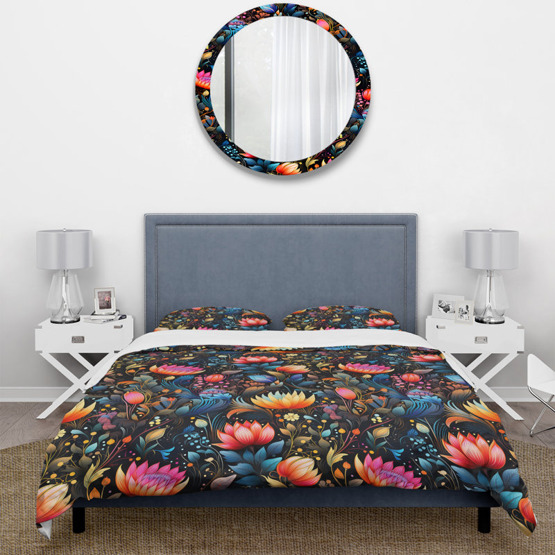Neon Botany Botanical Motif I - Ensemble de housse de couette botanique, Housse de couette simple + 1 taie décorative stan