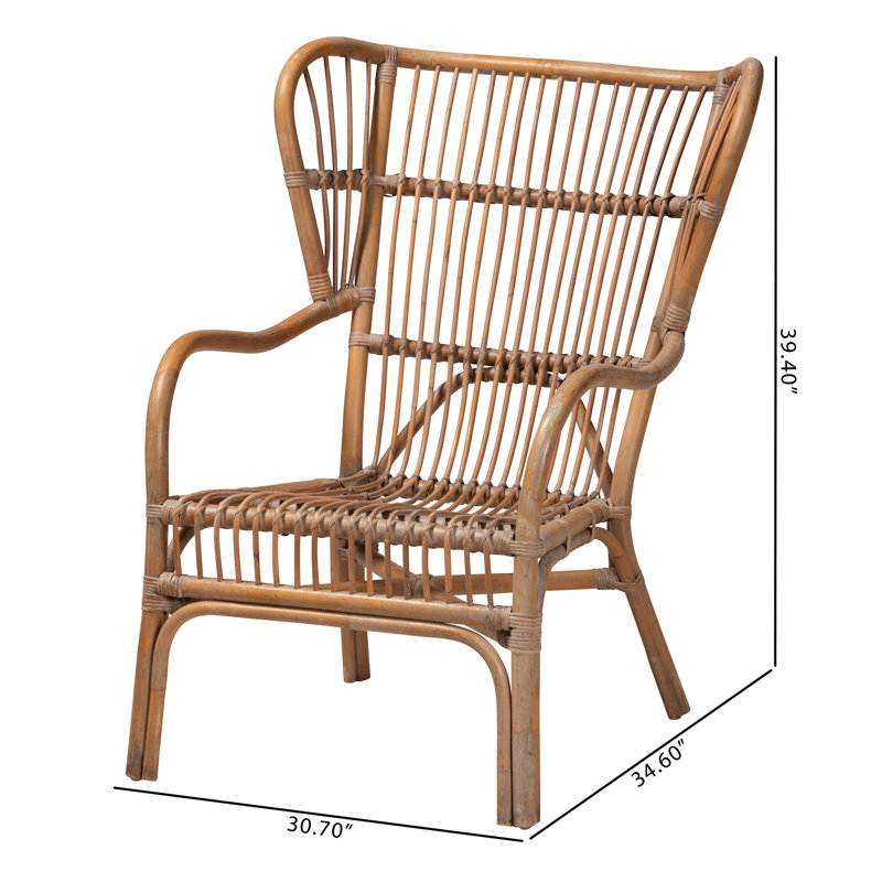 Fauteuil à oreilles en rotin l 30,7 po Bagryana