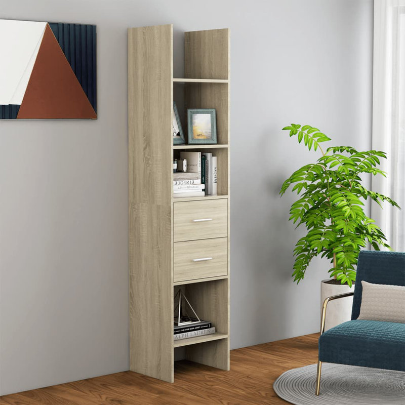 Doristine 180cm H x 40cm W Standard Bookcase, Sonoma Oak
