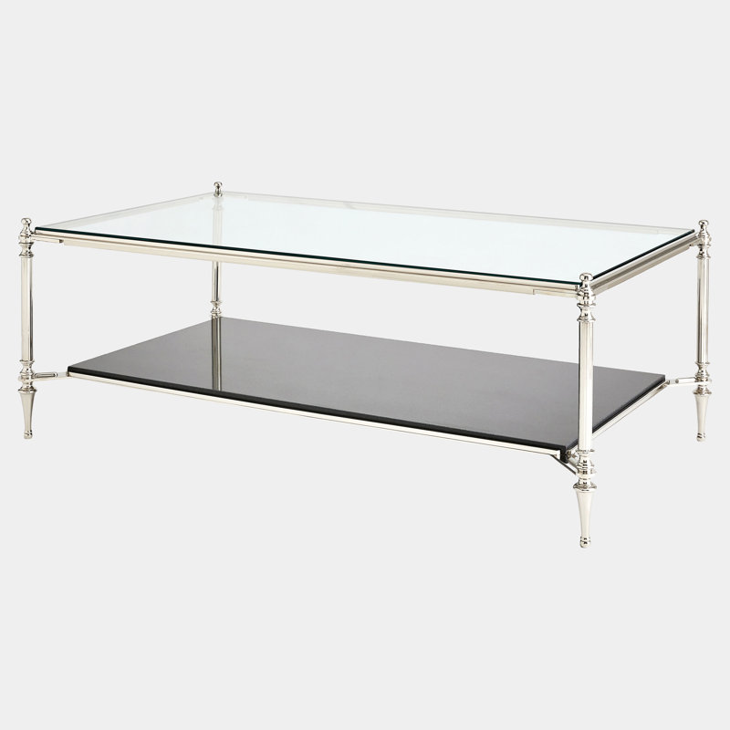 Medford Glass Cocktail Table, Nickel
