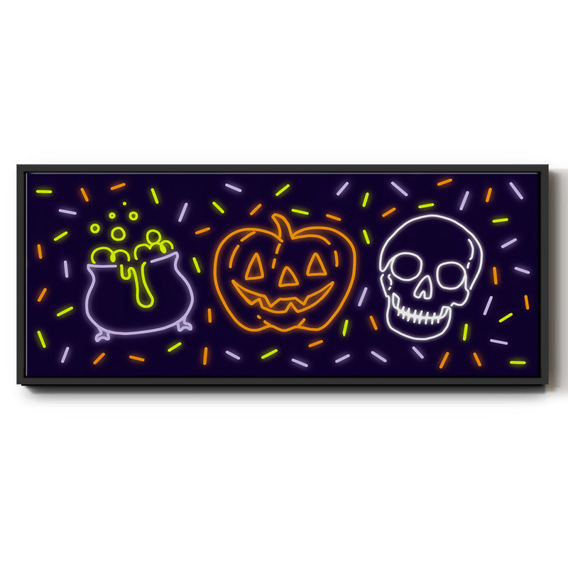 Neon Halloween Collection D-, toile encadrée, H 24 po x l 60 po