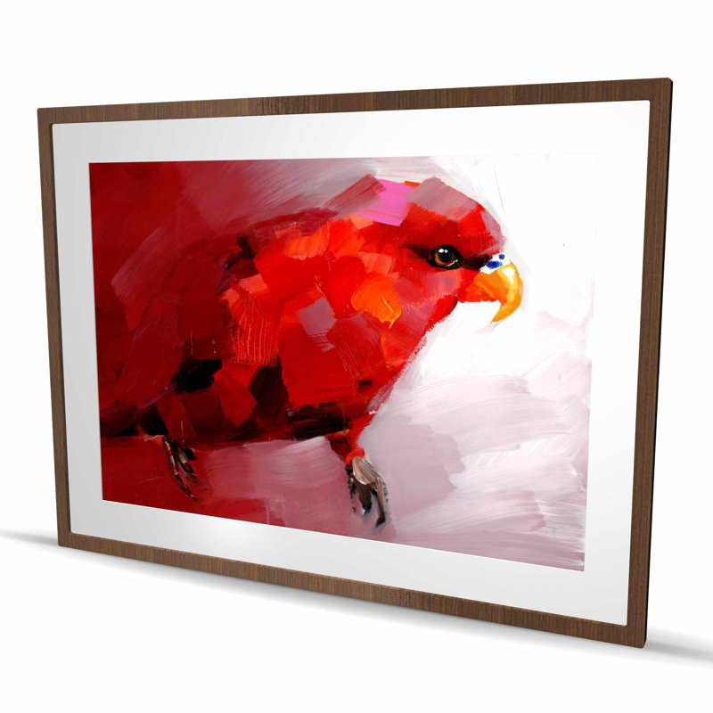 Abstrait perroquet rouge, Brun, H 36 po x l 48 po