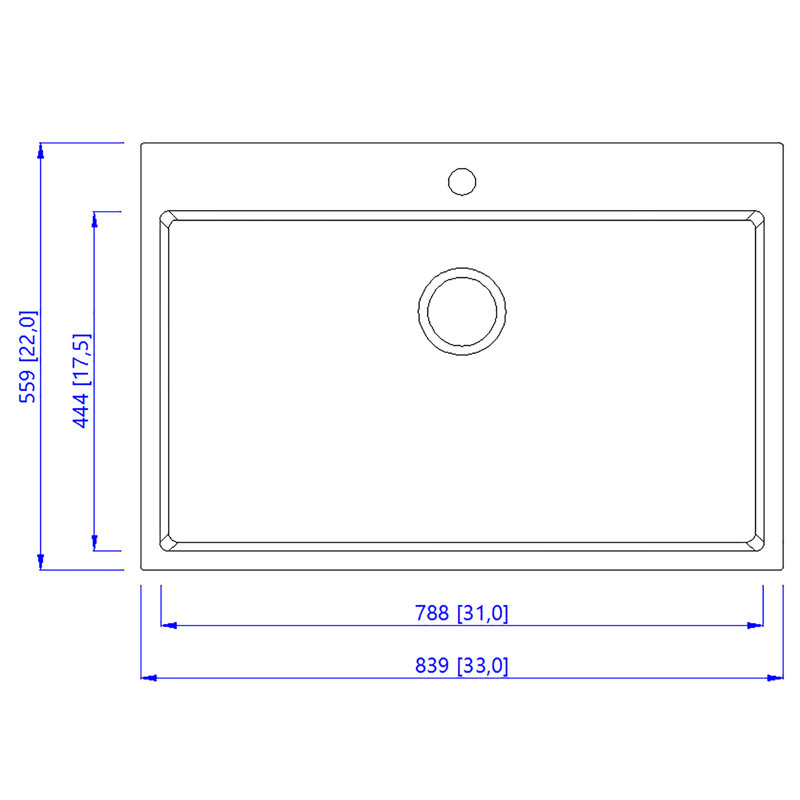 Évier de cuisine à un trou à cuve unique en acier inoxydable noir mat 33 po x 22 po Drop-In