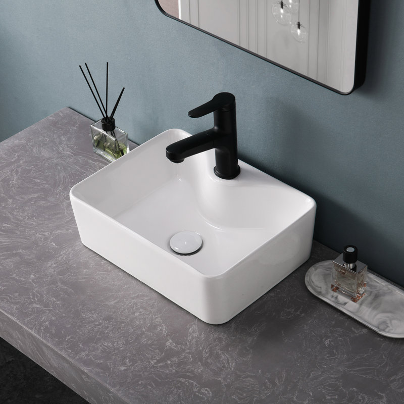 Lavabo de salle de bain vasque rectangulaire en céramique blanche