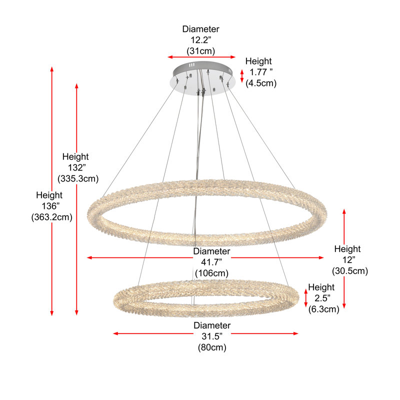 Lustre Aurora, H 15 po x l 25 po x P 25 po, Chrome, 8