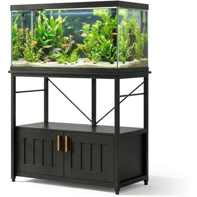 40-50 Gallon Double-Tier Fish Tank Stand with Storage Cabinet, 660 lbs Capacity Metal Frame Aquarium Stand for 5-10 Gallon Below, for Fish Lovers