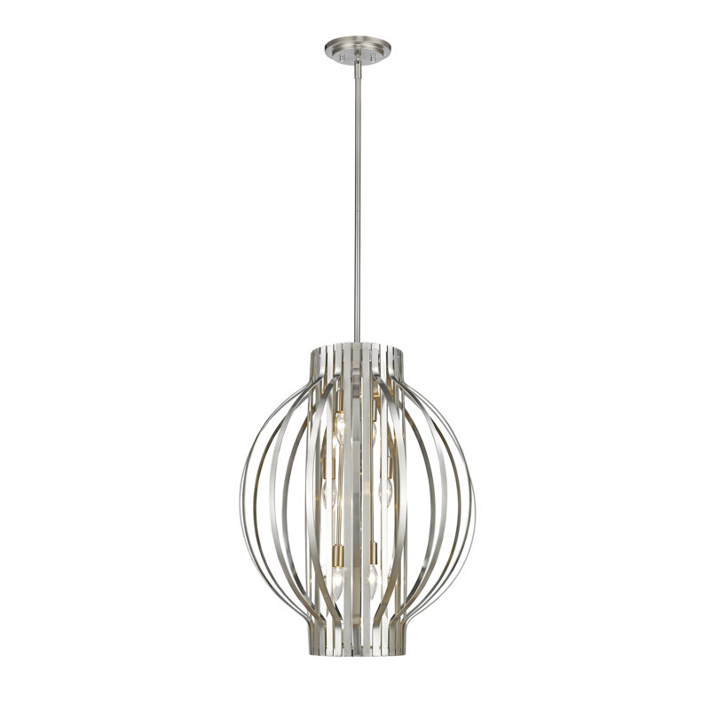 Lustre globe 6 lumières Trevion, Nickel brossé