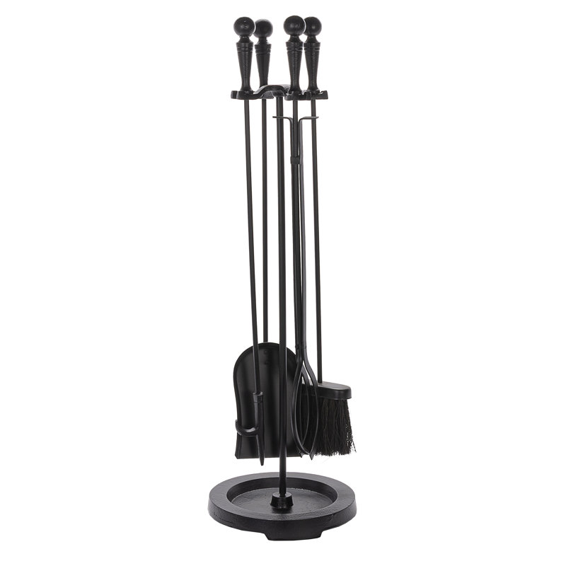 5 Pc Fireplace Toolset with Ball Handles, Gold