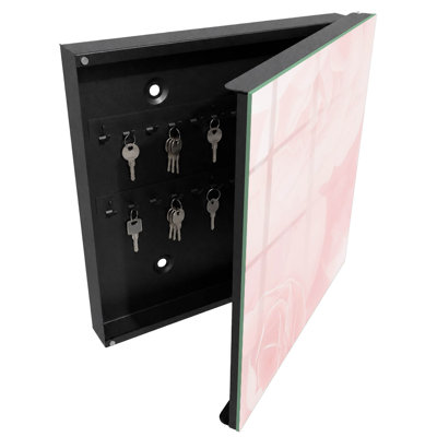 Key box, Opens to the left, 30x30x5, Black, Pastel roses exuding delicacy, 