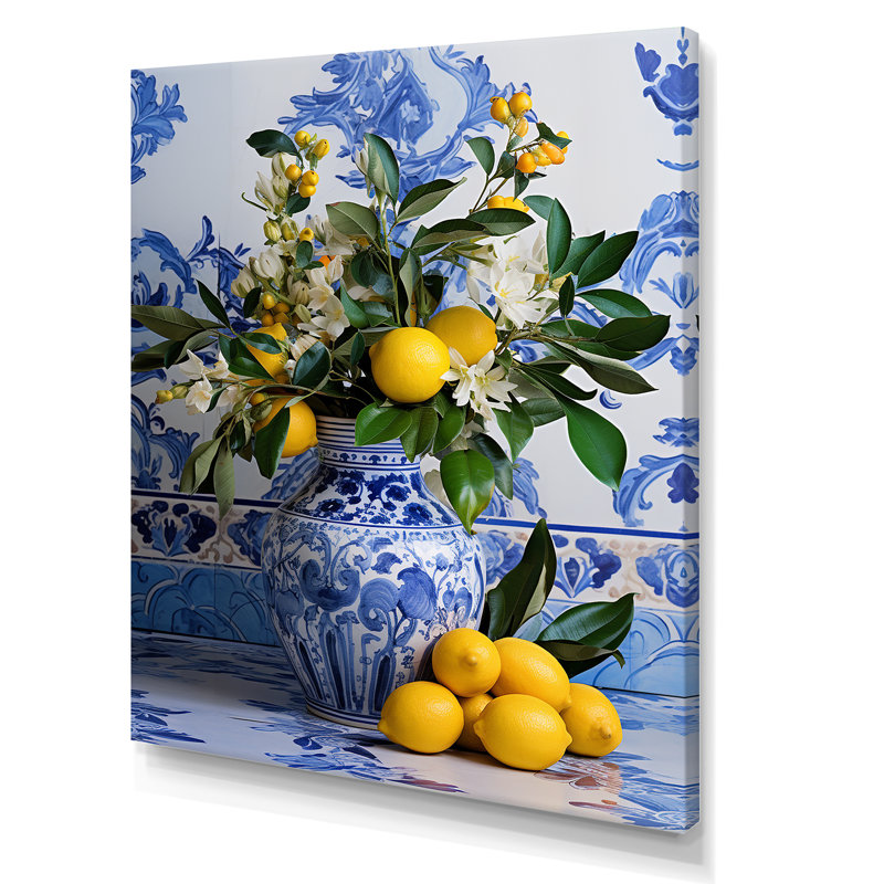 Carreaux grecs nature morte cuisine III - Boho Pottery, art mural, H 32 po x l 24 po x P 1 po, Toile tendue