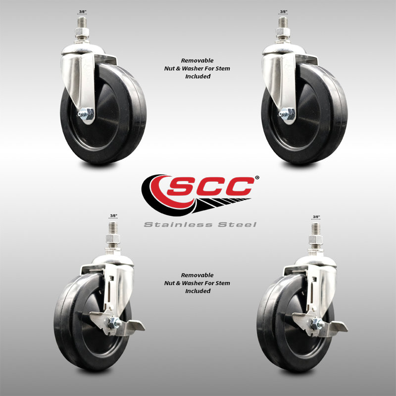 4 Piece Soft Rubber Swivel Caster Set