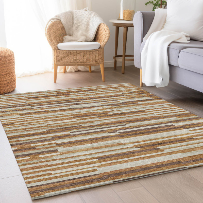 Premium Machine Washable Prisco Paprika Rug, Rectangle 10' x 14'