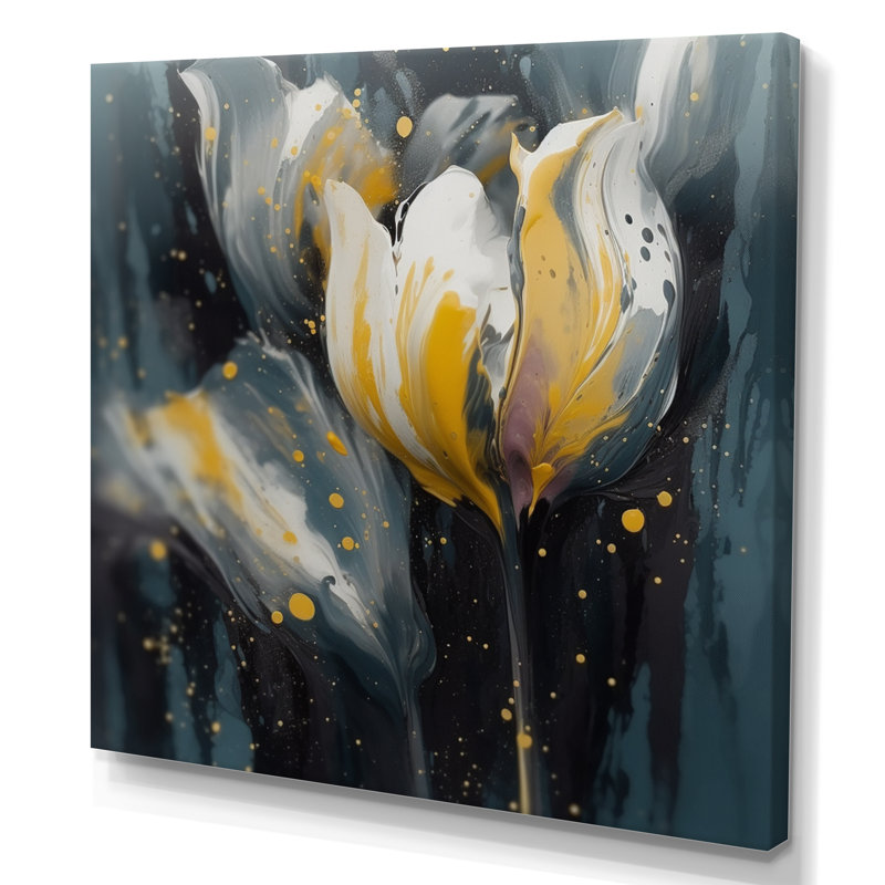 Pétales gris de tulipe sérénité II, H 16 po x l 16 po x P 1 po, Toile tendue