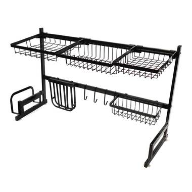 Large Dish Drying Rack, Black 2 Tier Dish Drainer, Over The Sink