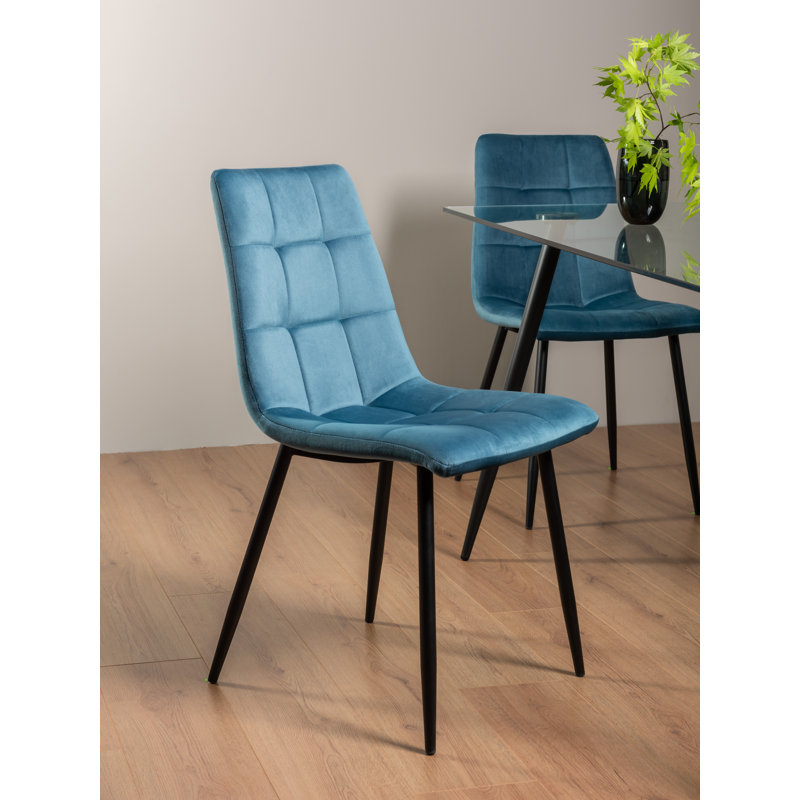 Cressida 283.97cm H Upholstered Side Chair, Petrol Blue