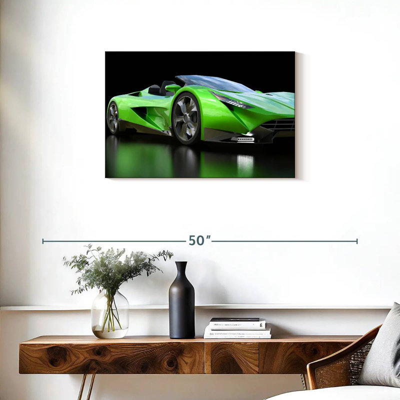 Voiture de sport verte Mehar, H 20 po x l 30 po