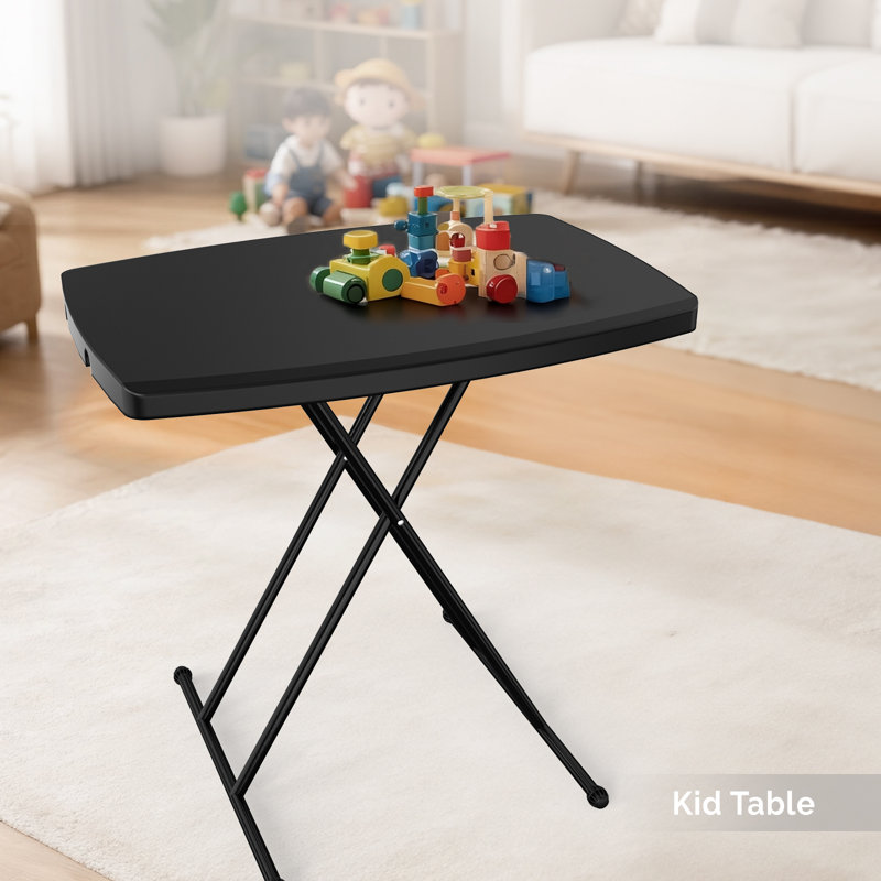 Table de patio pliante en plastique noir à hauteur réglable