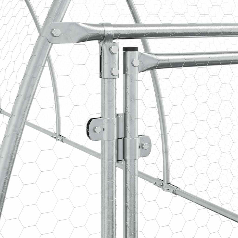 Chicken Cage Silver Galvanised Steel, 120cm H x 300cm W x 105cm D
