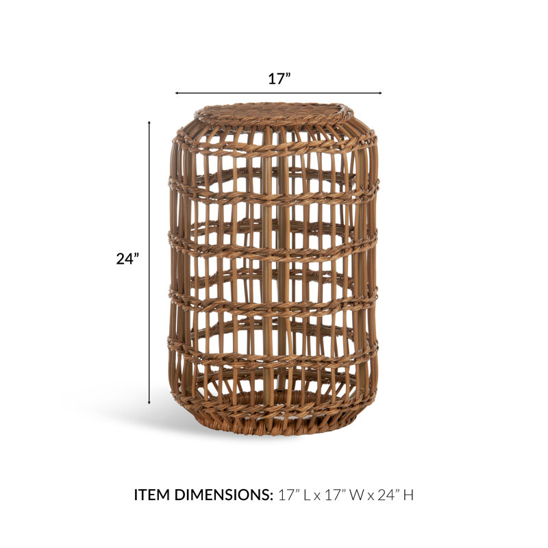 Cayman Round Wicker Outdoor Side Table , 17'' in. W 17'' in. D