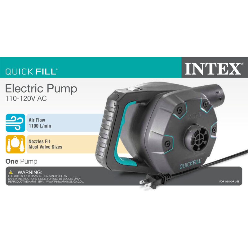 Intex Quick Fill Electric Air Mattress Pump with 3 Nozzles