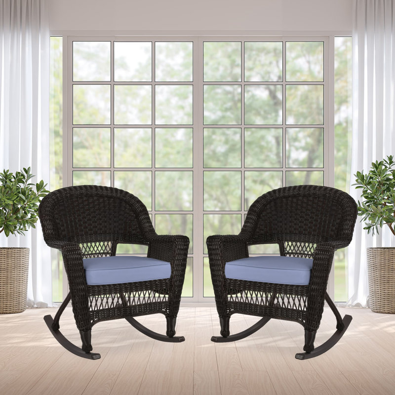 Chaise berçante en osier Raenesha, Espresso, Acier