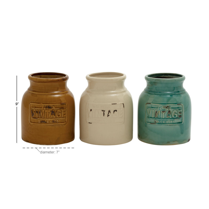 Harford Ceramic Decorative Urns & Jars, 9" H x 7" W x 7" D