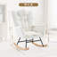 Chaise berçante d'allaitement moderne - Fauteuil oscillant rembourré avec dossier haut et poche latérale pour la chambre de bébé, l'allaitement, le salon, le blanc beige