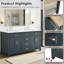 Meuble-lavabo double 60 po avec plateau en marbre d'ingénierie Shamar-1528697842